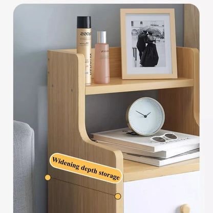 🛏️ Slim Wooden Bedside Table – 3-Drawer Modern Nightstand for Bedrooms 🌙