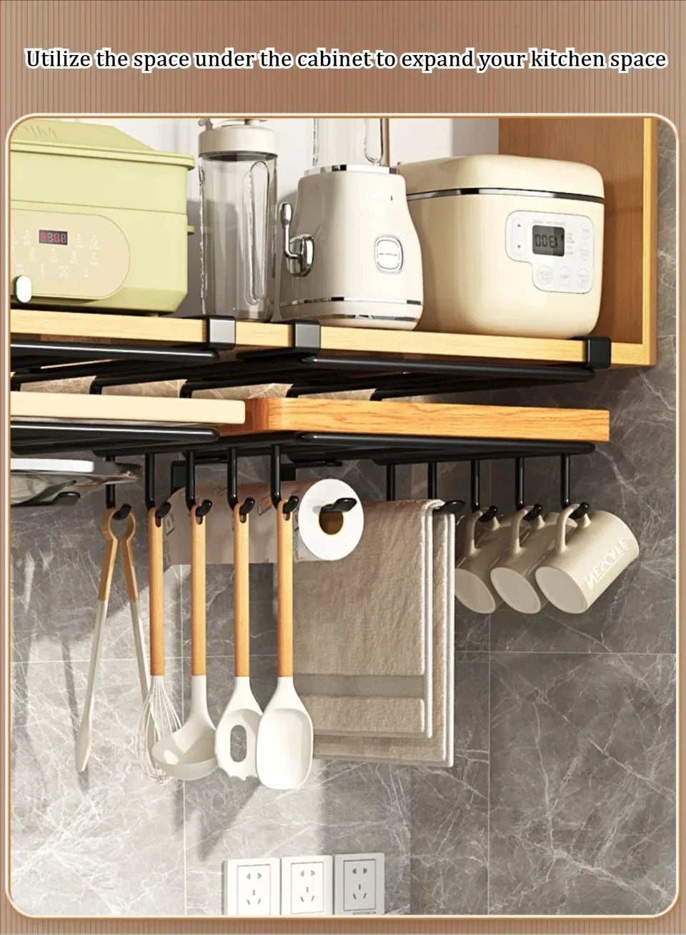 🧻 Kitchen Hanging Rack 🥄 Paper Towel + Pot Lid + Cutting Board Shelf 🧺