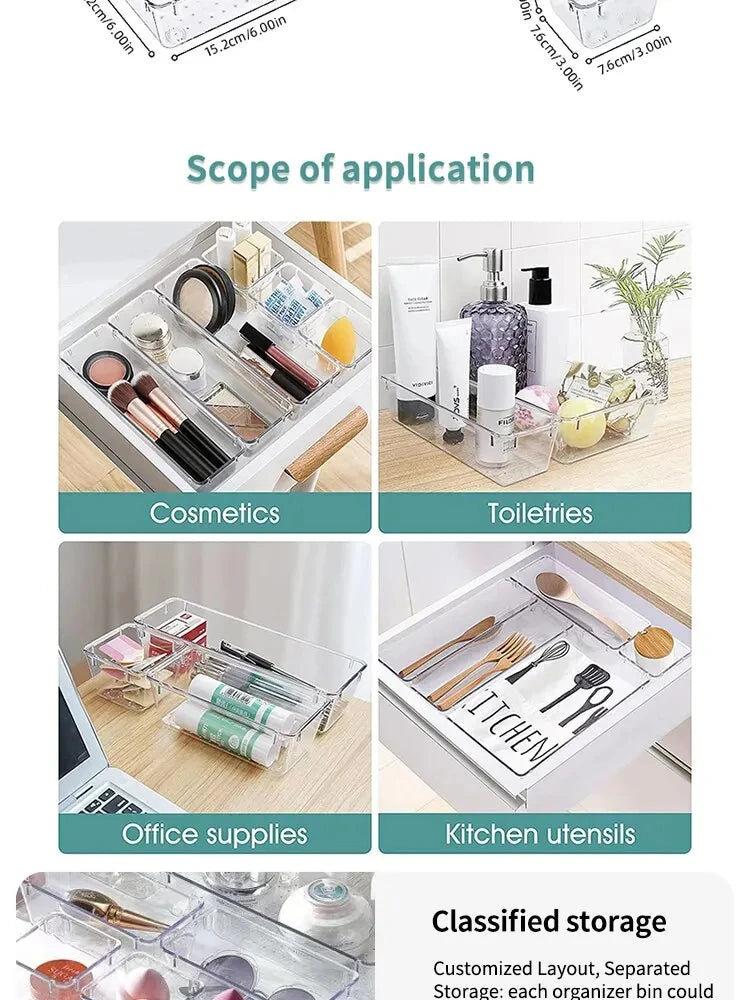 🗃️ Crystal-Clear Drawer Organizers – Tidy Up in Style, One Bin at a Time! ✨