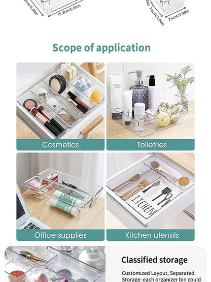 🗃️ Crystal-Clear Drawer Organizers – Tidy Up in Style, One Bin at a Time! ✨