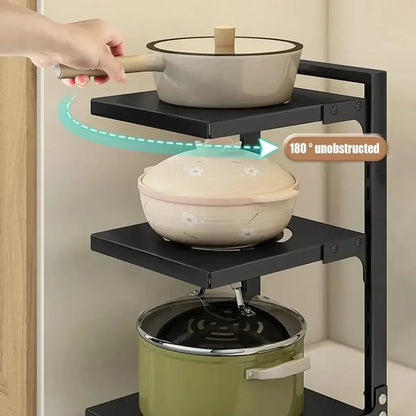 Adjustable Under Sink Pot Rack  Multi-Layer Storage Shelf  Rustproof Kitchen Organizer