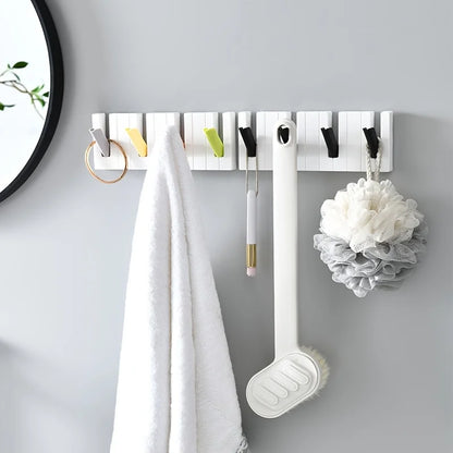 🎹 Foldable Piano-Style Wall Hooks – No-Drill 4-Frame Organizer for Entryway, Kitchen & Bathroom 🧢