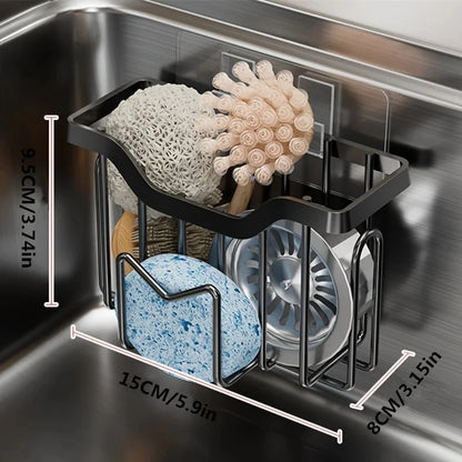 🧼 M-Shape Stainless Steel Sink Sponge Holder – Rustproof Kitchen Caddy with Hook 🧼