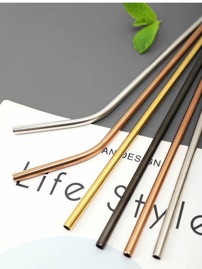 🥤 Stainless Steel Straws – Reusable Colorful Set with Brush 🥤