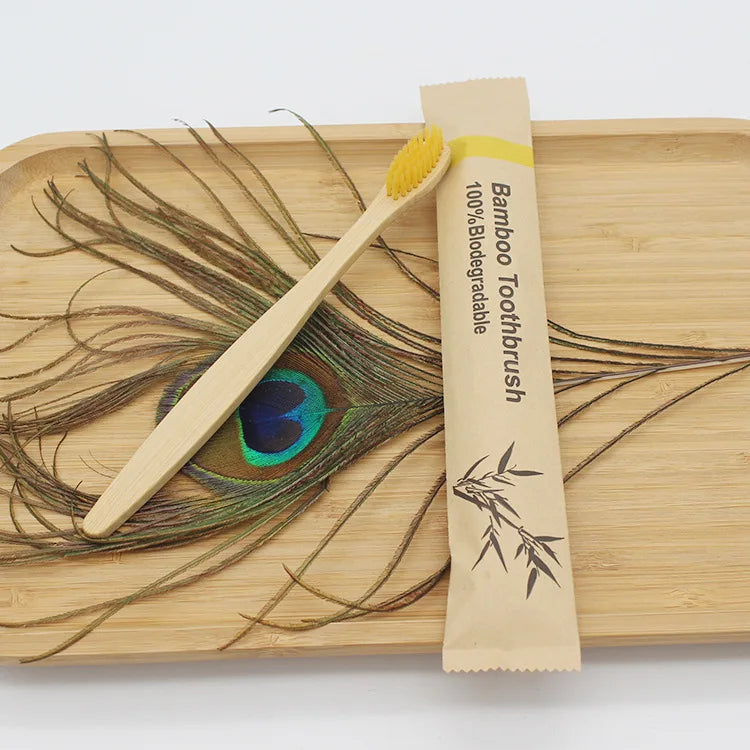 Bamboo Toothbrush Set – 100PCS Eco-Friendly Wooden Soft Brushes