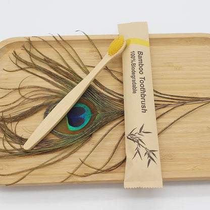 Bamboo Toothbrush Set – 100PCS Eco-Friendly Wooden Soft Brushes