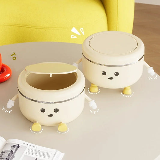 Mini Pop-Up Desktop Trash Can – Waterproof Cute Waste Bin for Bathroom & Office