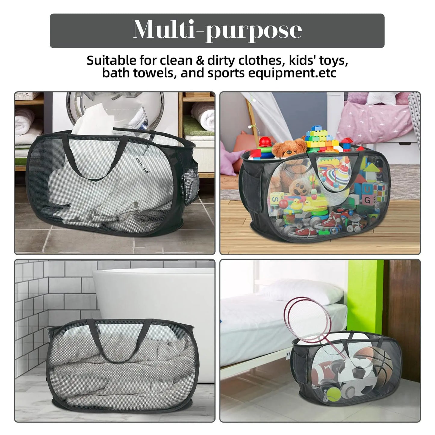 🧺 Foldable Mesh Laundry Hamper – Organise Dirty Clothes in Style! ♻️