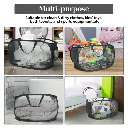 🧺 Foldable Mesh Laundry Hamper – Organise Dirty Clothes in Style! ♻️