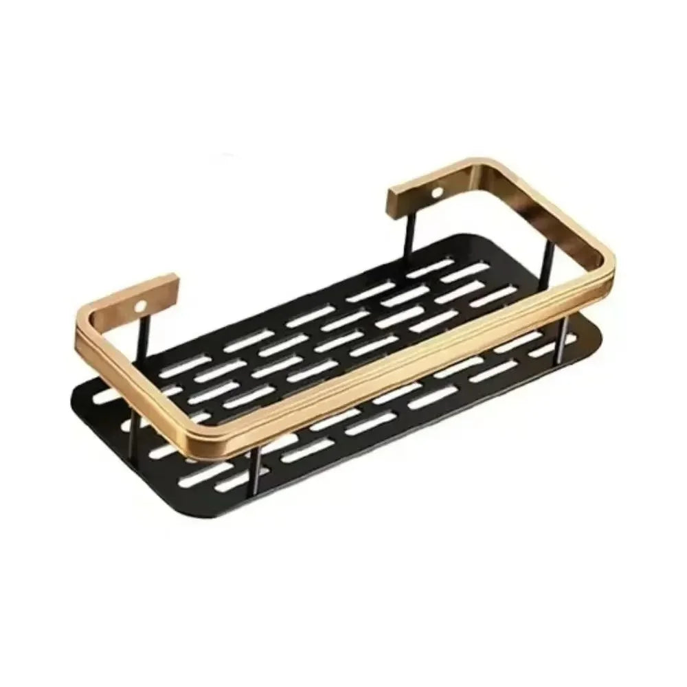 🛁 No-Drill Wall Mounted Bathroom Shelf – Aluminium Corner Storage Rack for Shower, Kitchen, & Toiletries