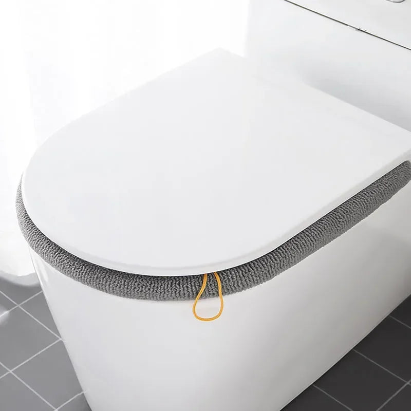 Winter fleece-lined universal toilet seat cover waterproof washable thick pad

