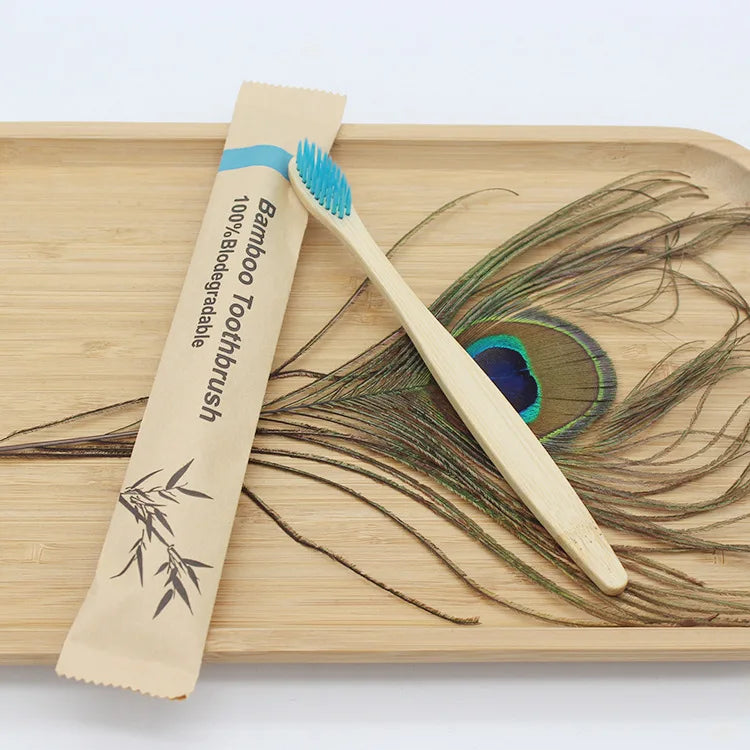 Bamboo Toothbrush Set – 100PCS Eco-Friendly Wooden Soft Brushes