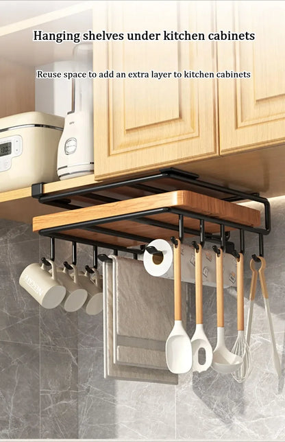 🧻 Kitchen Hanging Rack 🥄 Paper Towel + Pot Lid + Cutting Board Shelf 🧺