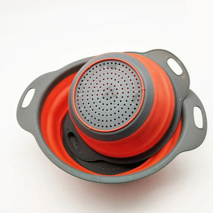 Silicone foldable drain basket collapsible strainer for washing fruits, vegetables, and pasta
