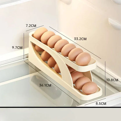 🥚 Double-Layer Rolling Egg Storage Box – Refrigerator Organizer 🥚