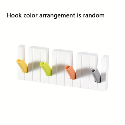 🎹 Foldable Piano-Style Wall Hooks – No-Drill 4-Frame Organizer for Entryway, Kitchen & Bathroom 🧢