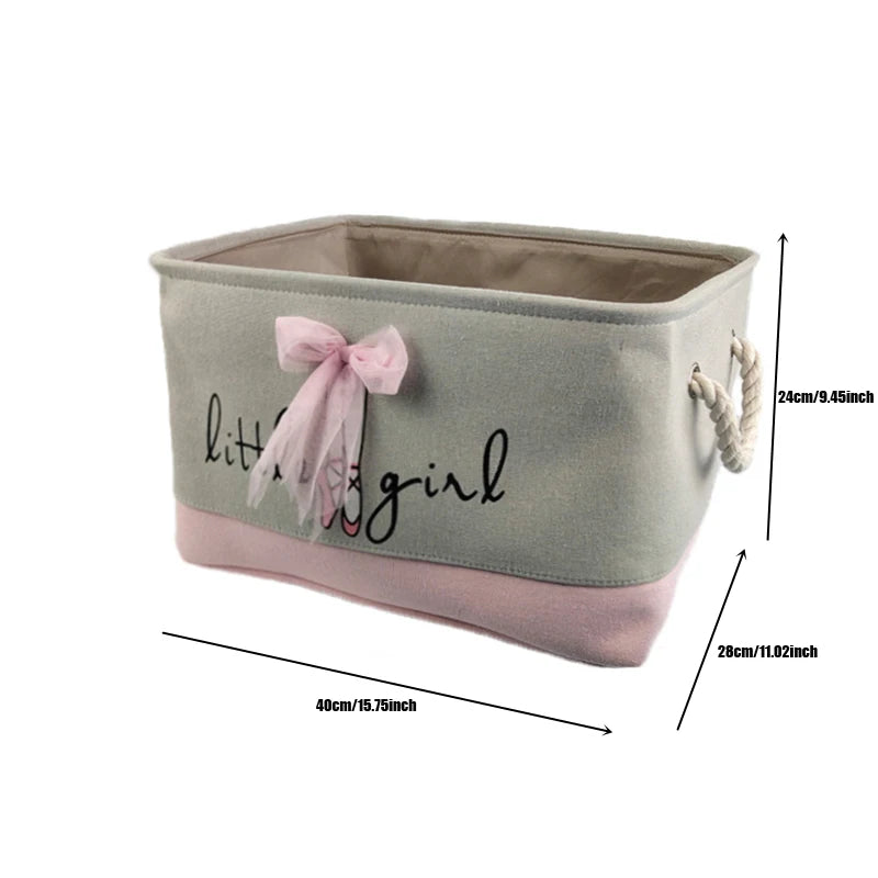 🎀 Pink Canvas Storage Basket – Foldable Laundry & Toy Bin 🎀
