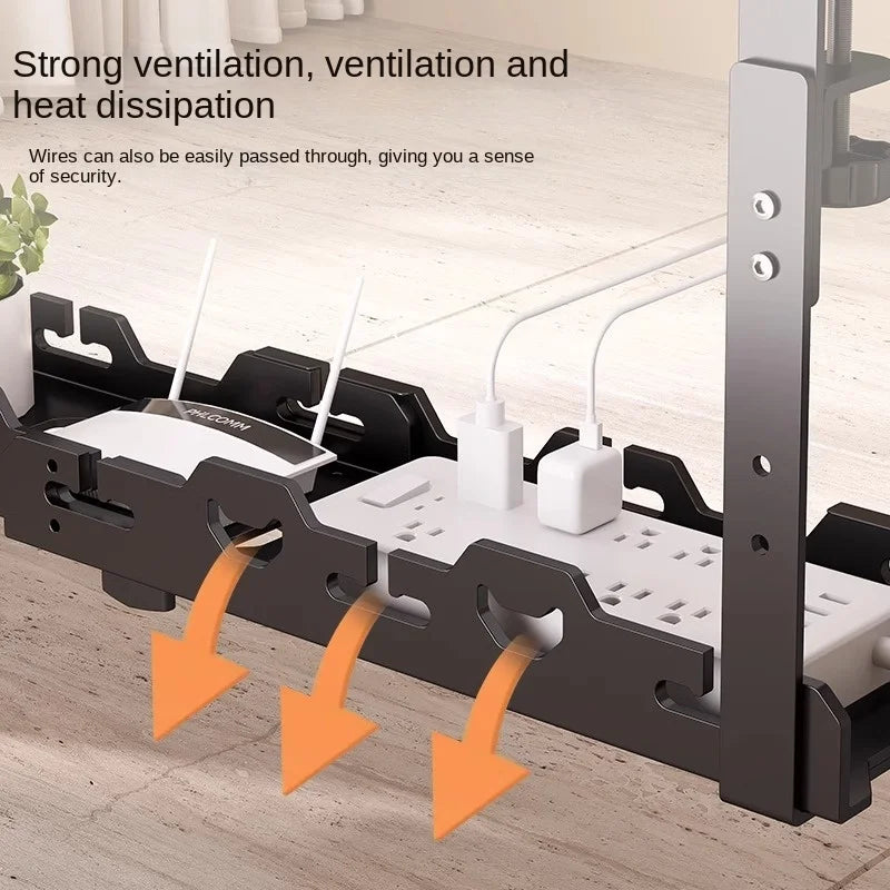 🖥️ Under Desk Cable Organizer – Telescopic Metal Storage Rack 🖥️
