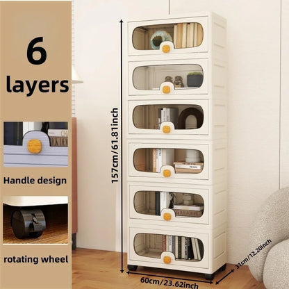 60cm Extra Large Flip-Top Storage Cabinet with Wheels – Multi-Layer Organizer
