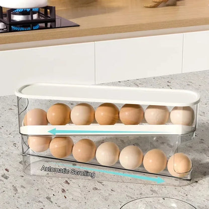🥚 Double-Layer Rolling Egg Storage Box – Refrigerator Organizer 🥚