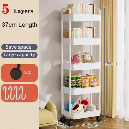 🛒 5-Tier Rolling Storage Cart – Mobile Organizer for Kitchen, Bathroom & More 🧺