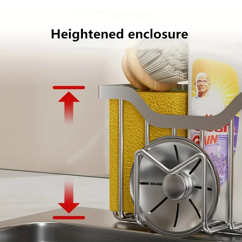 🧼 M-Shape Stainless Steel Sink Sponge Holder – Rustproof Kitchen Caddy with Hook 🧼