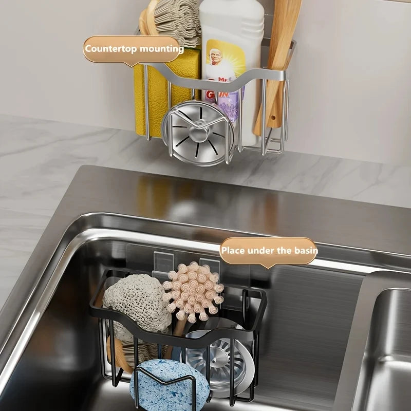 🧼 M-Shape Stainless Steel Sink Sponge Holder – Rustproof Kitchen Caddy with Hook 🧼