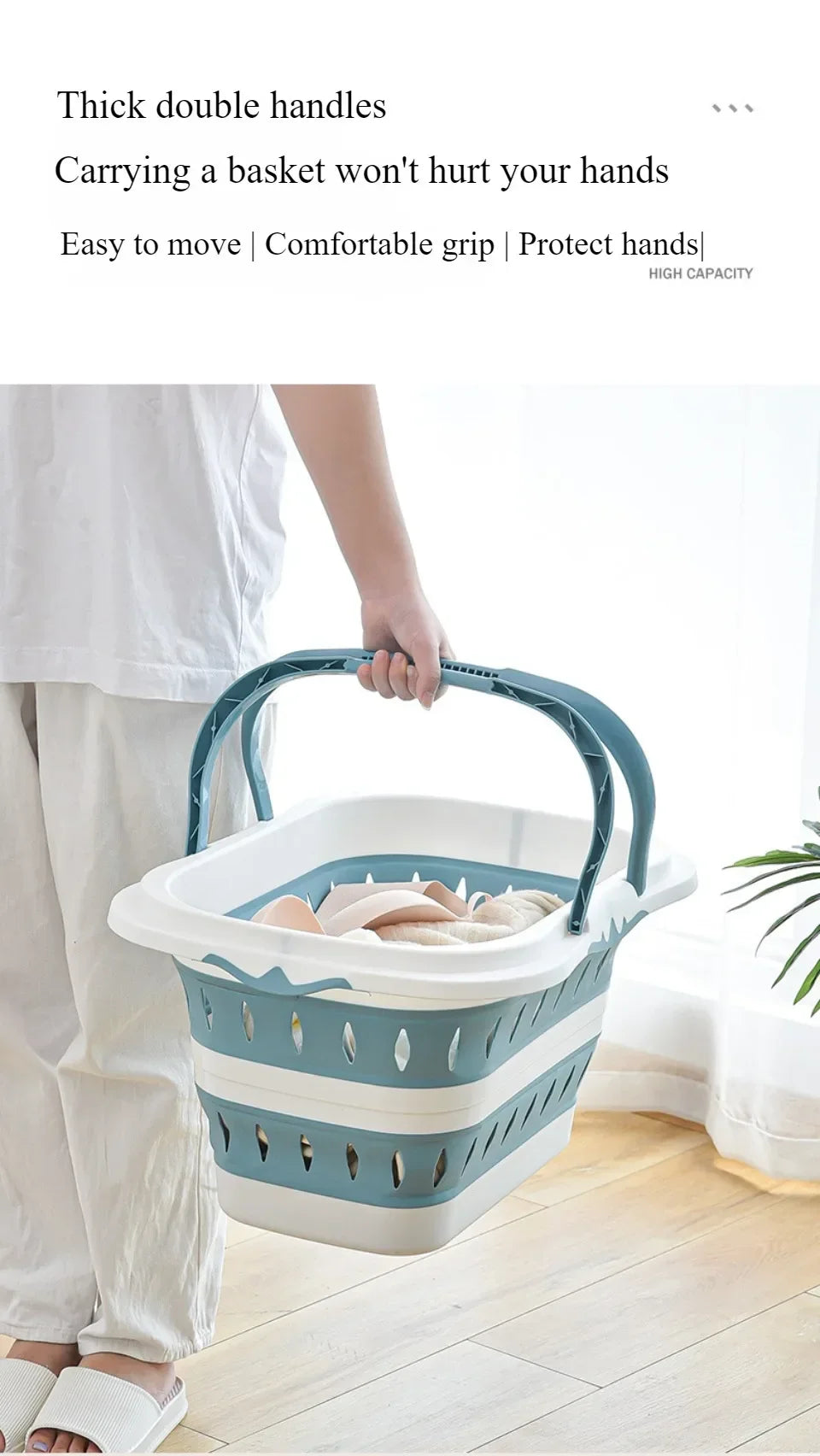 🧺 Foldable Silicone Laundry Basket – Portable Dirty Clothes Bin for Bathroom 🚿