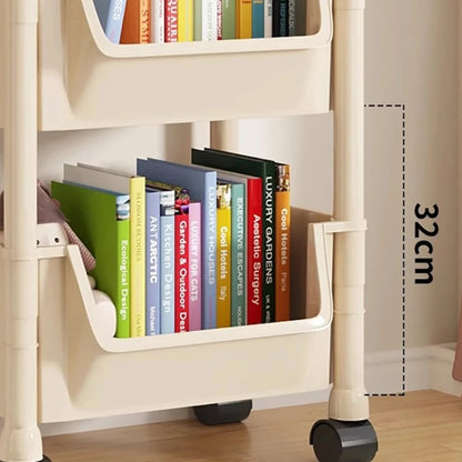 📚 5-Tier Rolling Bookshelf – Portable Corner Storage Rack with Wheels 🛋️🚚