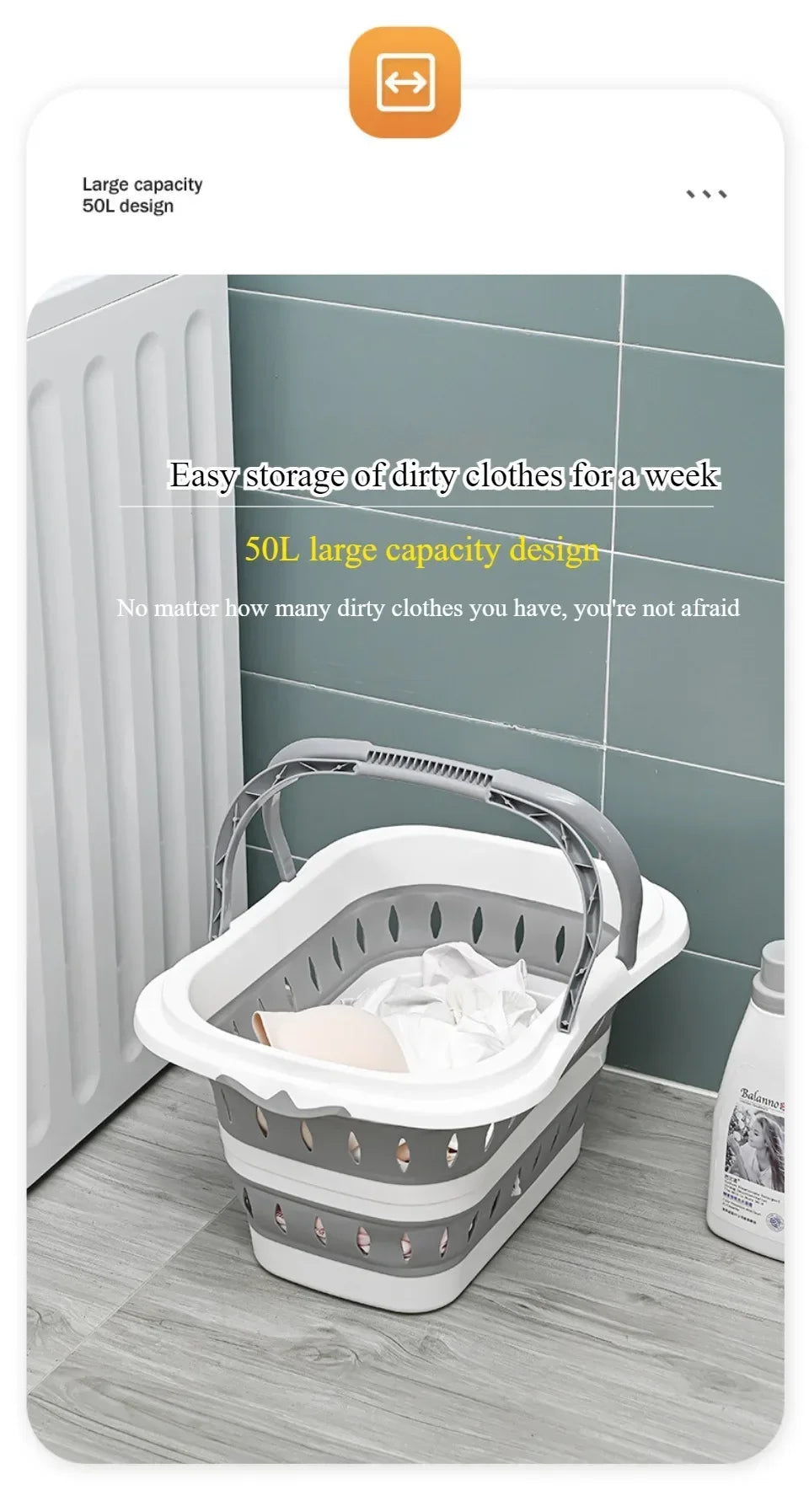 🧺 Foldable Silicone Laundry Basket – Portable Dirty Clothes Bin for Bathroom 🚿