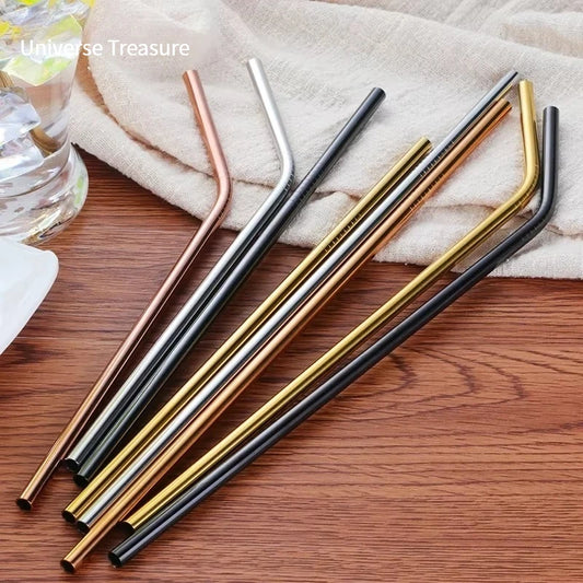 🥤 Stainless Steel Straws – Reusable Colorful Set with Brush 🥤