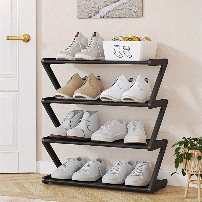 👟 4-Tier Z-Shaped Shoe Rack – No-Tool Stackable Storage for Home, Dorm & Entryway