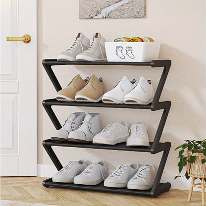 👟 4-Tier Z-Shaped Shoe Rack – No-Tool Stackable Storage for Home, Dorm & Entryway
