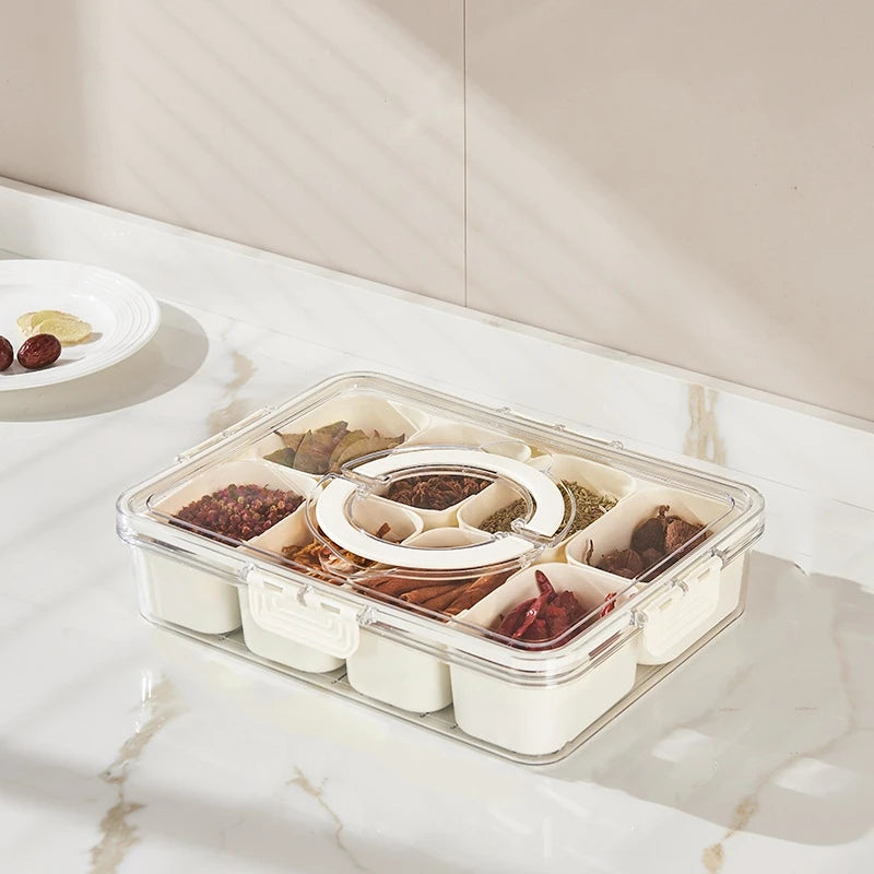 8-Grid Food Storage Box with Lid & Removable Compartments