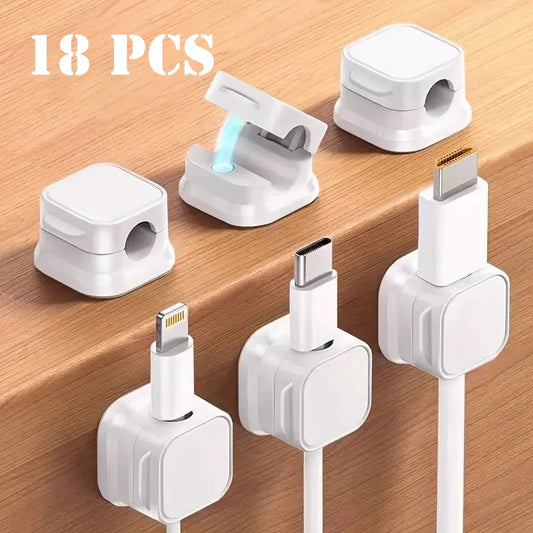 📎 6/12/18pcs Magnetic Cable Organizer – Reusable Cord Clip for Desk, Wall & Kitchen