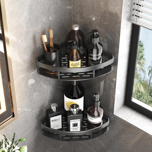 🧴 No-Drill Bathroom Corner Shelf – Wall-Mounted Shower Rack for Shampoo & Accessories