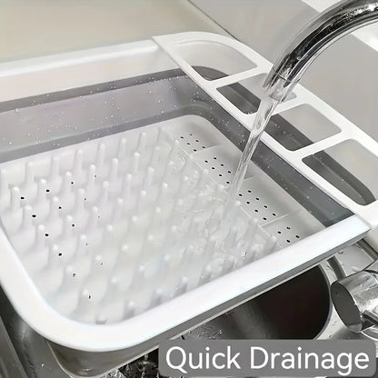 🍽️ Foldable Dish Drying Rack with Utensil Holder – Collapsible & Space-Saving