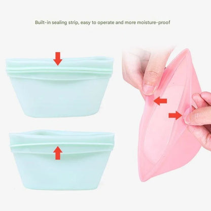 🛍️ Silicone Storage Bags – Reusable Food Grade Leakproof Set 🛍️