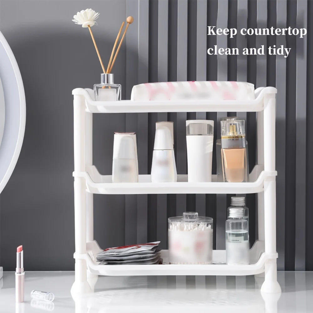 🧼 Plastic Bathroom Countertop Shelf – Multi-Layer Vanity Organizer 🧴