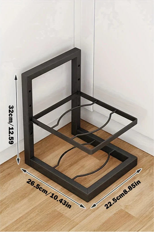 Adjustable Pot & Pan Rack – Heavy-Duty Carbon Steel Organizer