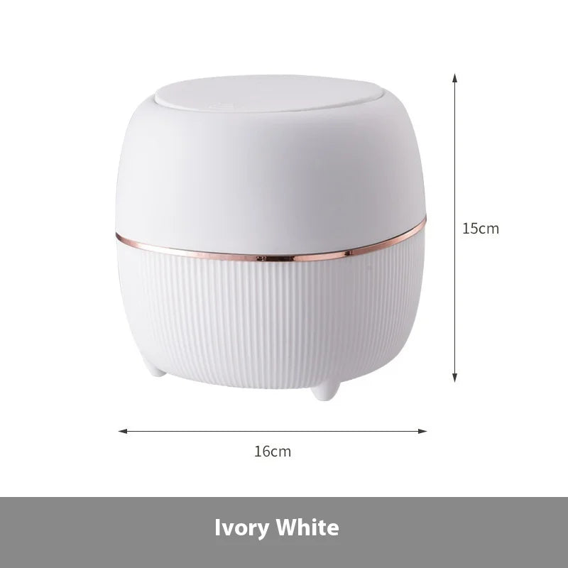🗑️ Mini Desktop Trash Can – Pop-Up Lid Storage Bin for Coffee Tables & Office Desks ✨