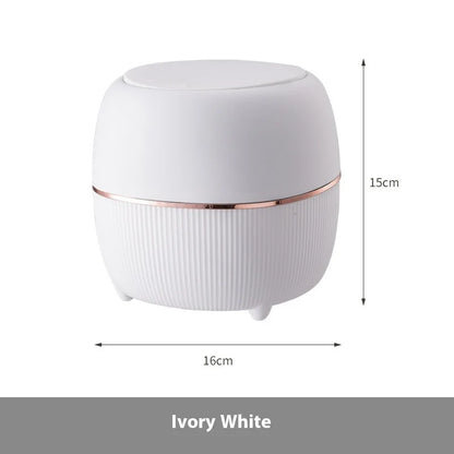 🗑️ Mini Desktop Trash Can – Pop-Up Lid Storage Bin for Coffee Tables & Office Desks ✨