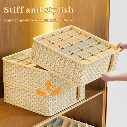 👕 Foldable Multi-Grid Underwear & Sock Organizer – Sturdy Non-Woven Drawer Storage Box