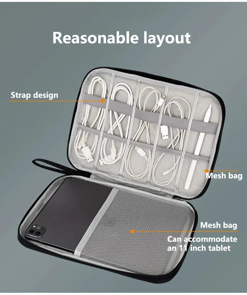 💼 Digital Cable Storage Bag – USB Cord, Charger & Power Bank Organizer Travel Case