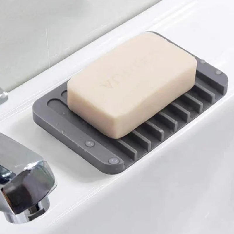 🧽 Silicone Soap Dish (1/2PCS) – Self-Draining, Anti-Slip, Modern Soap Saver for Bathroom & Kitchen