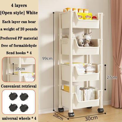 📚 5-Tier Rolling Bookshelf – Portable Corner Storage Rack with Wheels 🛋️🚚