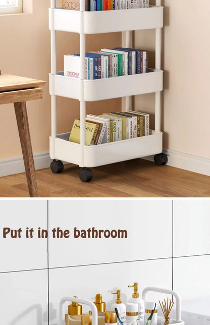 🛒 Kitchen Storage Trolley 🛁 Multi-Tier Utility Cart 🔄 Rolling Shelf Rack 📚