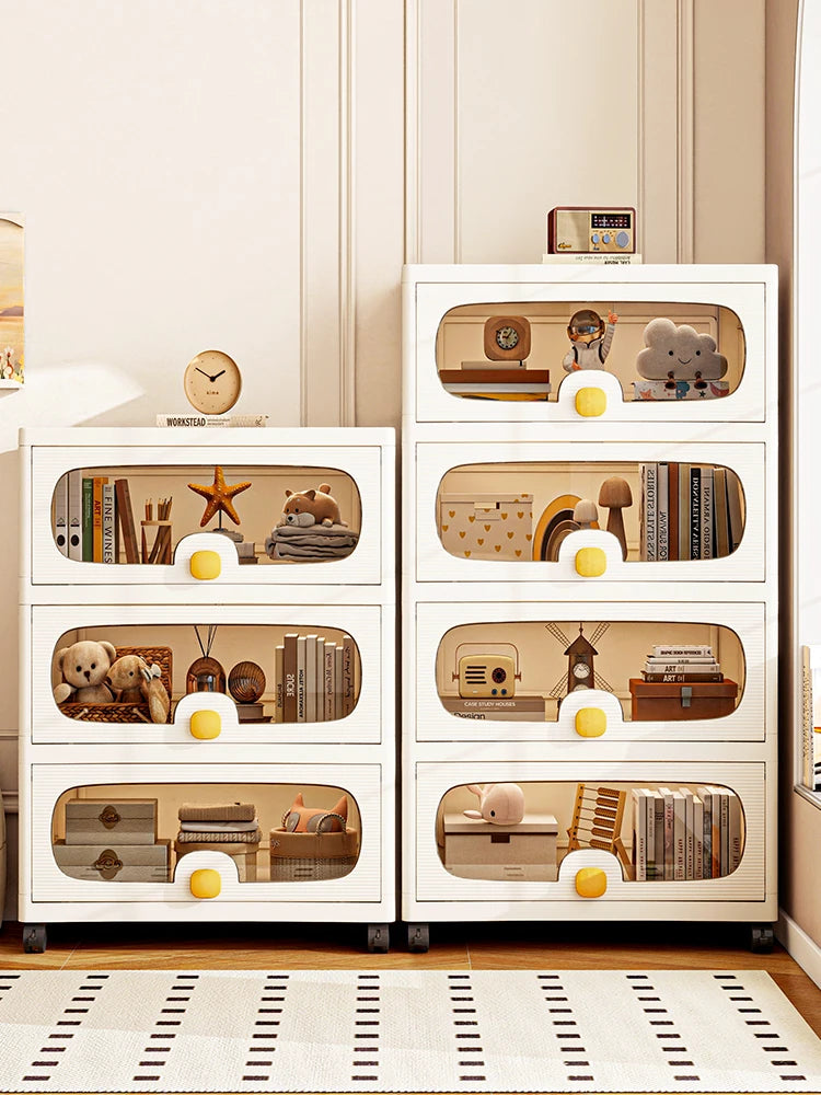 60cm Extra Large Flip-Top Storage Cabinet with Wheels – Multi-Layer Organizer