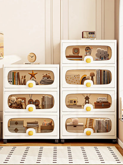 60cm Extra Large Flip-Top Storage Cabinet with Wheels – Multi-Layer Organizer