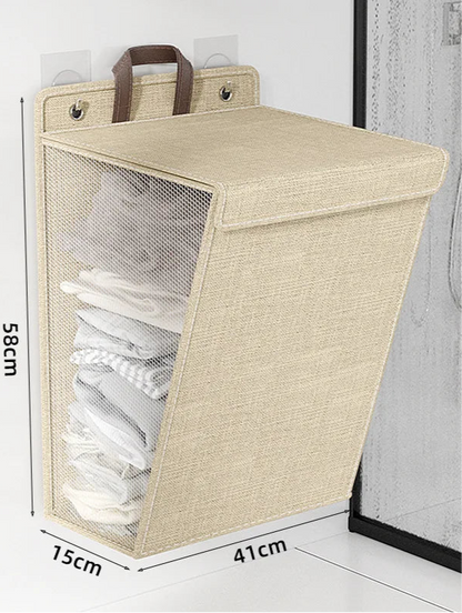 🧺 Foldable Wall Hanging Laundry Hamper with Hooks – Space Saver 🧺